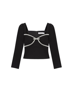 Топ с бантом diamante, черный Self-portrait