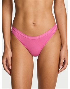 Трусики-Стринги из эластичного хлопка с высоким вырезом, smooth rose garden pink Victoria's secret