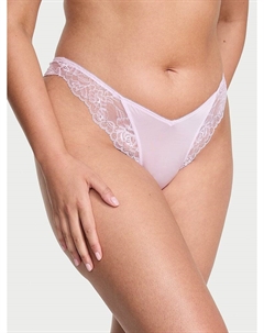 Трусики-Стринги с высоким вырезом бедра и отделкой из розового кружева, lace trim light hyacinth Very sexy
