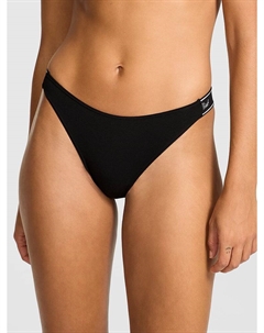 Трусики-Стринги с высоким вырезом и логотипом из блестящего хлопка, smooth pure black Pink®