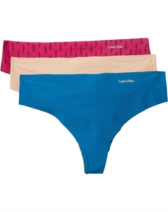 Комплект из 3 женских трусиков-стрингов Invisibles, Cool Melon/Galaxy Grey/Field Olive Calvin klein