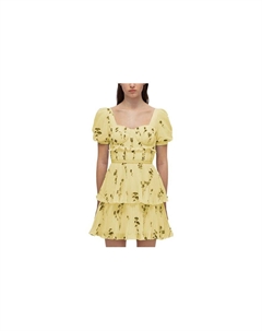 Женское желтое платье с короткими рукавами, желтый Self-portrait