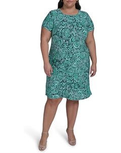 Женское трикотажное платье-футляр с короткими рукавами от, Parakeet Multi Tommy hilfiger