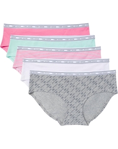 Женские классические хлопковые шорты с логотипом, упаковка 5 шт., Th Flag Print/Beach Glass/Bright White/Morning Glory/Morning Glory Stripe Tommy hilfiger