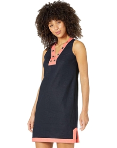 Женское льняное платье-трапеция с цветными блоками, Sky Captain/ Bloom Tommy hilfiger