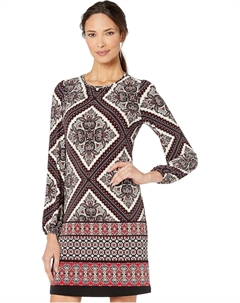 Женское платье-трапеция с принтом пэчворк от, Black/Aubergine Tommy hilfiger