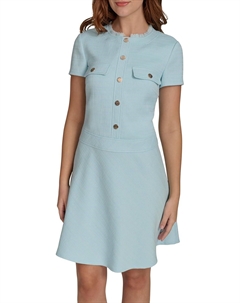 Женское платье-рубашка с короткими рукавами и расклешенным кроем, Porcelain Blue Tommy hilfiger