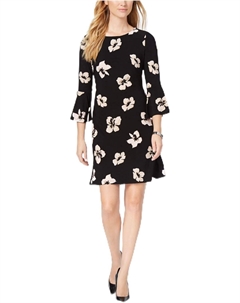 Женское повседневное трикотажное платье миди, Navy/Pink Floral Tommy hilfiger