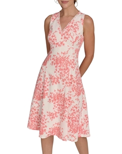 Женское платье без рукавов с V-образным вырезом и расклешенной юбкой, Ivory/ Sherbet Tommy hilfiger