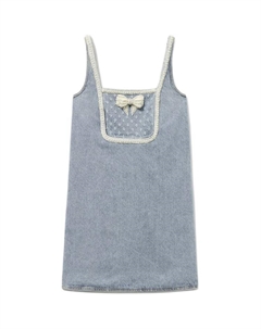 Мини-платье Bow Denim, синий Self-portrait