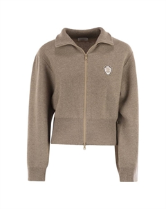 Свитшот кардиган вязаный, хаки Brunello cucinelli