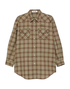 Рубашка в клетку на пуговицах, коричневый Miu miu