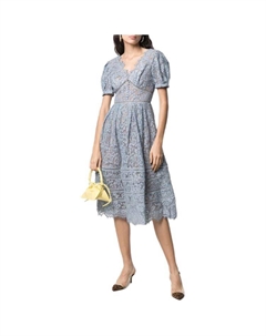 Женское синее платье с коротким рукавом Self portrait, синий Self-portrait