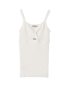 Топ из ребристого трикотажа, белый Miu miu