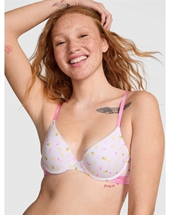 Носите везде бюстгальтер пуш-ап, logo cotton white lemonade print Pink wear everywhere