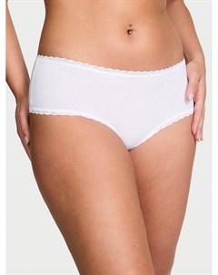 Хлопковые трусики-стринги с кружевной талией, white Lace trim