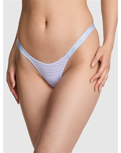 Трусики-Стринги из хлопка с высоким вырезом и логотипом, smooth hydrangea blue stripe dog graphic Pink®
