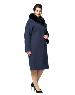 Женское пальто из текстиля с воротником отделка песец Мосмеха
