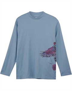 Y 3 Bird print лонгслив, синий Y-3