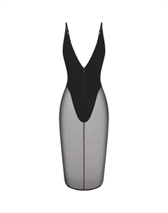 Valentine's Day Collection SS25 платье-миди BODY MESH PLUNGE с запахом Женское Onyx/Agate, черный/Agate Skims