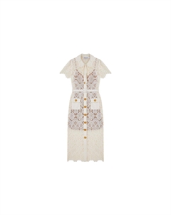 Женское платье с коротким рукавом Self portrait, айвори Self-portrait