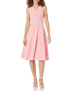 Женское платье Whistle Windopane Cotton Dress, Quartz Pink Multi Tommy hilfiger