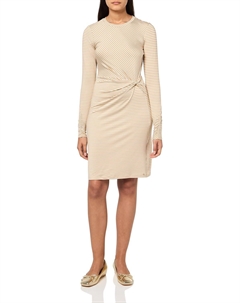 Женское платье-трапеция из эластичного джерси в полоску с круглым вырезом, Sand/Ivory Tommy hilfiger