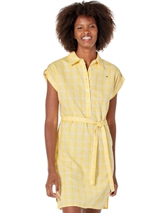 Женское платье-рубашка Saratoga в клетку с завязкой на талии от, Mango/Bright White Tommy hilfiger