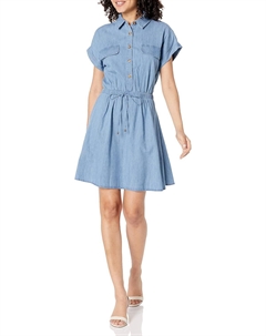 Женское платье-рубашка из шамбре с завязкой на талии, Light Benson Tommy hilfiger