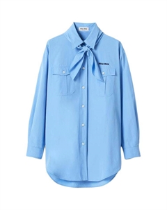 Рубашка с пуговицами из поплина, синий Miu miu