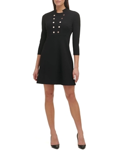 Женское платье с высоким воротом и заниженной талией, Black Tommy hilfiger
