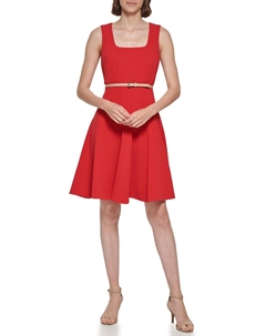 Женское мини-платье без рукавов с квадратным вырезом и поясом, Samba Tommy hilfiger