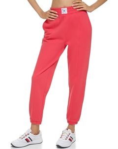 Женские флисовые джоггеры с нашивкой-логотипом и эластичным поясом, Ruby Glow Tommy hilfiger