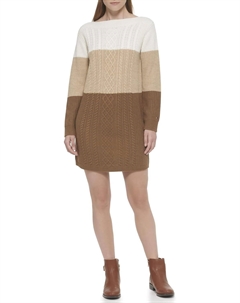 Женское платье-свитер, Ivory/Light Heather Fawn/Black Tommy hilfiger