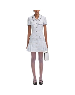 Мини-платье Bouclé с запахом, синий Self-portrait