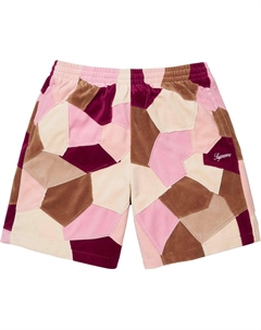 Велюровые шорты в стиле пэчворк, розовый Supreme