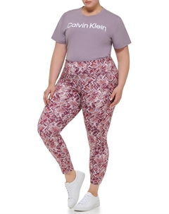 Леггинсы Performance Womens Active полной длины, Brushed Plaid Garnet Calvin klein