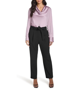 Женские брюки прямого кроя с поясом и завязкой на талии, Black Calvin klein