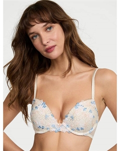 Бюстгальтер пуш-ап с вышивкой полевых цветов, embroidery white & blue wildflowers Dream angels