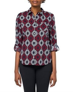 Женская клетчатая рубашка с люрексом на пуговицах, Sky Captain/Scarlet/Ivory Tommy hilfiger