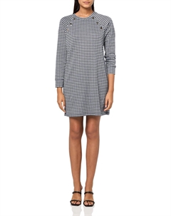 Женское платье Woolworth Knit с длинными рукавами и узором «гусиная лапка», Ivory/Navy Tommy hilfiger