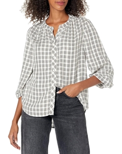 Женская клетчатая рубашка с люрексом от на пуговицах, Ivory Multi Tommy hilfiger