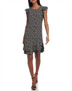 Женское платье-трапеция с оборками от, Black/Ivory Tommy hilfiger