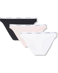 Женские трусики-бикини Carousel Logo из хлопка и эластичного хлопка, 3 пары, Black/White/Nymphs Thigh Calvin klein