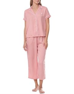 Женский пижамный комплект с короткими рукавами и укороченными брюками, Jacquard Rose Tan Tommy hilfiger