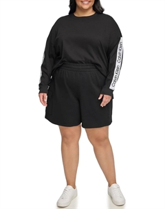 Женские шорты-карго с вышитым логотипом и присборенной талией, Black Calvin klein