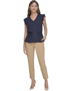 Женская рубашка с короткими рукавами и сборками, Midnight Tommy hilfiger