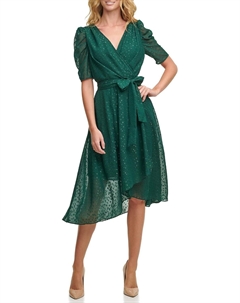 Женское платье миди с V-образным вырезом и имитацией запаха, Spruce Tommy hilfiger