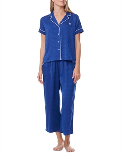 Женский пижамный комплект с короткими рукавами и укороченными брюками, Jacquard Wedge Blue Tommy hilfiger