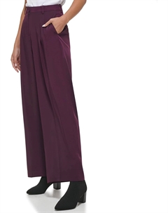 Женские брюки Misses Solid Crepe с плиссировкой прямого кроя (стандартные и большие размеры), Aubergine Calvin klein
